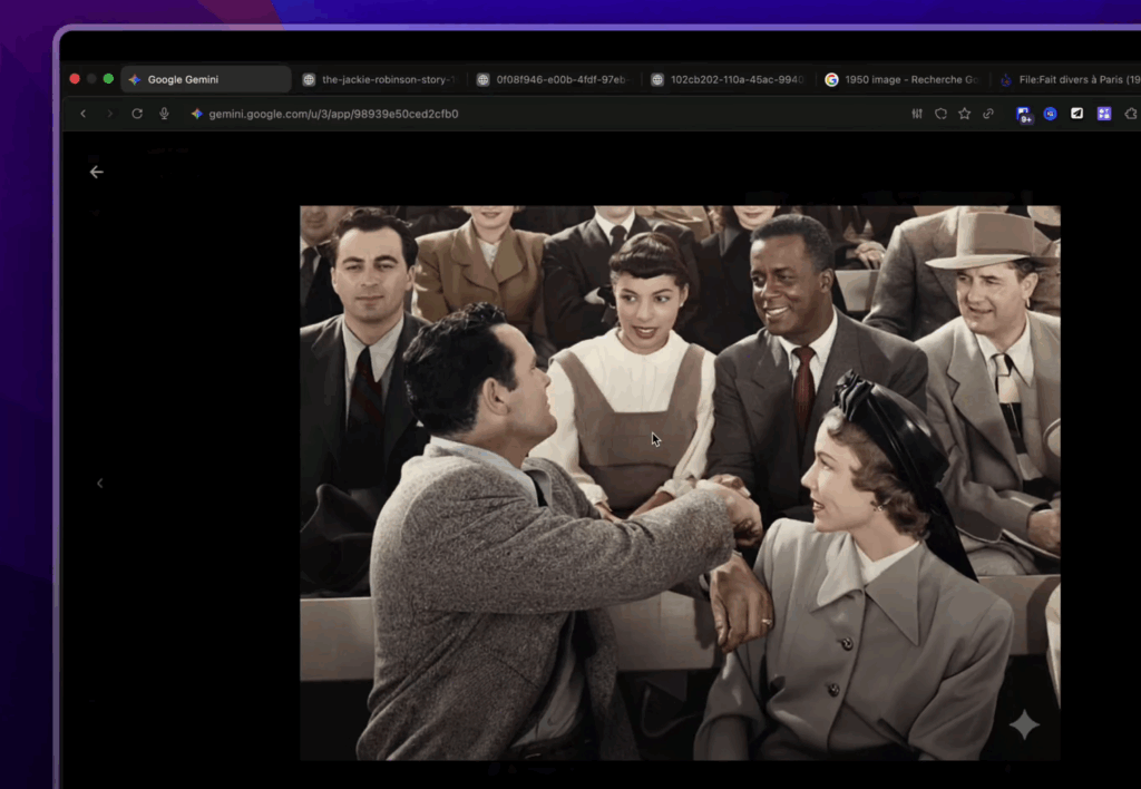 Photo vintage en noir et blanc colorisée par l'intelligence artificielle Nano Banana.
YouTube : https://youtu.be/i9pkRM193co?t=1153